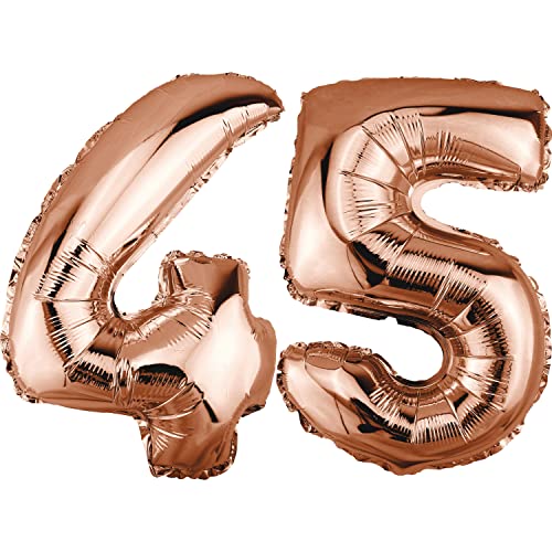 DekoRex Folienballon Rosegold 82cm Geburtstag Jubiläum Hochzeit Deko (Zahl 45) von DekoRex