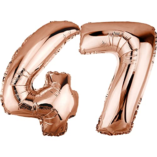DekoRex Folienballon Rosegold 82cm Geburtstag Jubiläum Hochzeit Deko (Zahl 47) von DekoRex