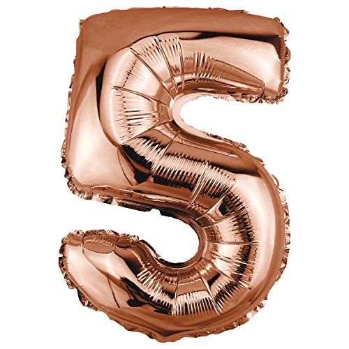 DekoRex Folienballon Rosegold 82cm Geburtstag Jubiläum Hochzeit Deko (Zahl 5) von DekoRex