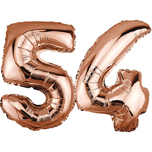 DekoRex Folienballon Rosegold 82cm Geburtstag Jubiläum Hochzeit Deko (Zahl 54) von DekoRex