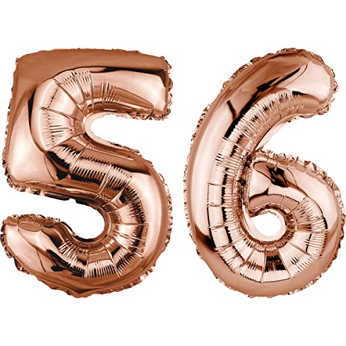 DekoRex Folienballon Rosegold 82cm Geburtstag Jubiläum Hochzeit Deko (Zahl 56) von DekoRex