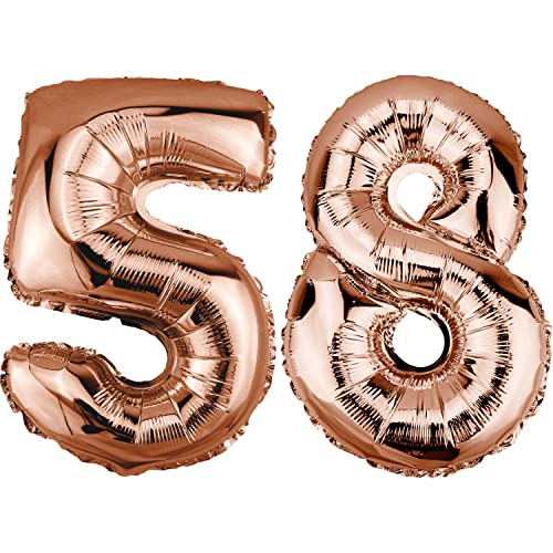 DekoRex Folienballon Rosegold 82cm Geburtstag Jubiläum Hochzeit Deko (Zahl 58) von DekoRex
