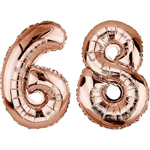 DekoRex Folienballon Rosegold 82cm Geburtstag Jubiläum Hochzeit Deko (Zahl 68) von DekoRex