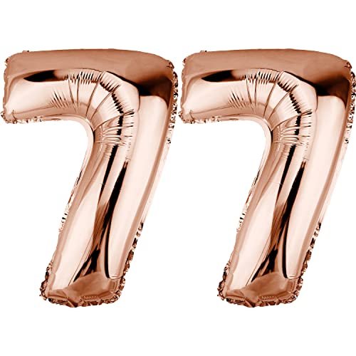 DekoRex Folienballon Rosegold 82cm Geburtstag Jubiläum Hochzeit Deko (Zahl 77) von DekoRex