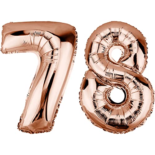 DekoRex Folienballon Rosegold 82cm Geburtstag Jubiläum Hochzeit Deko (Zahl 78) von DekoRex