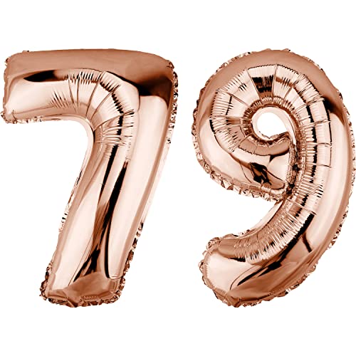 DekoRex Folienballon Rosegold 82cm Geburtstag Jubiläum Hochzeit Deko (Zahl 79) von DekoRex