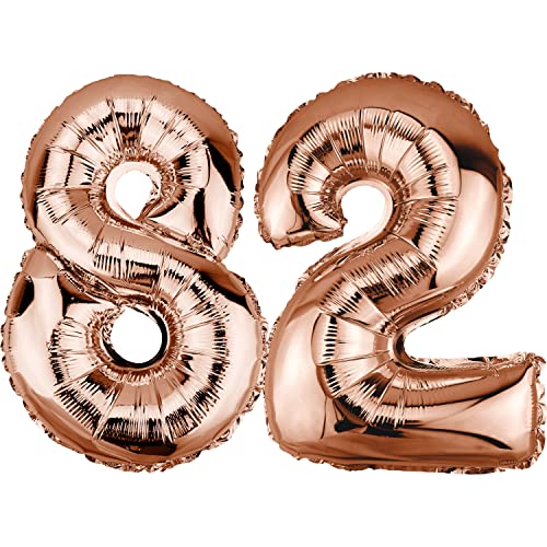 DekoRex Folienballon Rosegold 82cm Geburtstag Jubiläum Hochzeit Deko (Zahl 82) von DekoRex