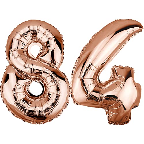 DekoRex Folienballon Rosegold 82cm Geburtstag Jubiläum Hochzeit Deko (Zahl 84) von DekoRex