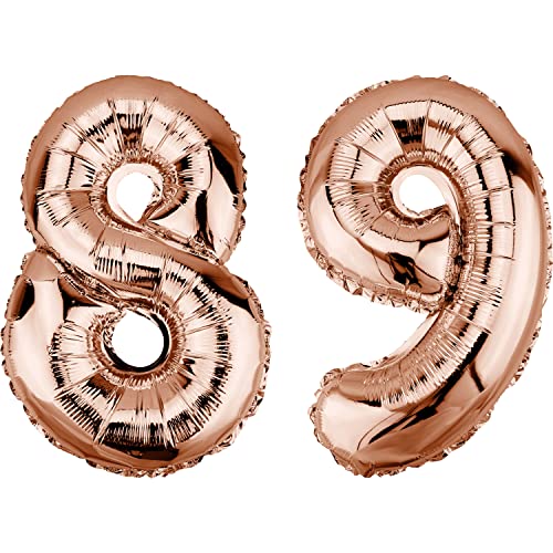 DekoRex Folienballon Rosegold 82cm Geburtstag Jubiläum Hochzeit Deko (Zahl 89) von DekoRex