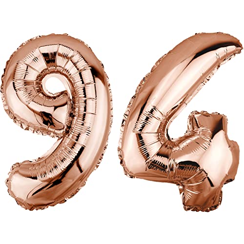 DekoRex Folienballon Rosegold 82cm Geburtstag Jubiläum Hochzeit Deko (Zahl 94) von DekoRex