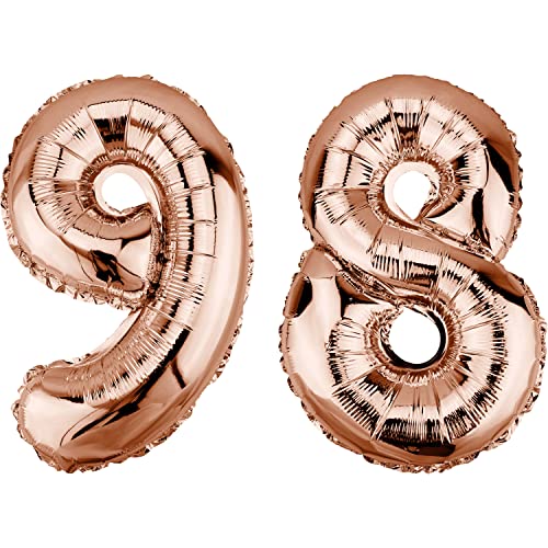DekoRex Folienballon Rosegold 82cm Geburtstag Jubiläum Hochzeit Deko (Zahl 98) von DekoRex