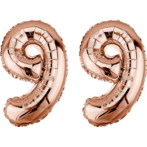 DekoRex Folienballon Rosegold 82cm Geburtstag Jubiläum Hochzeit Deko (Zahl 99) von DekoRex