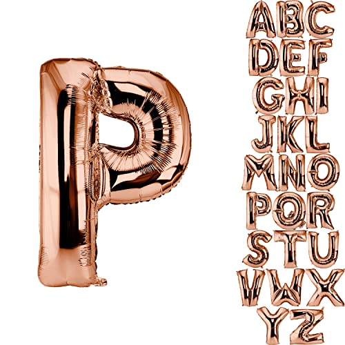 DekoRex Folienballon Rosegold 82cm Luftballon Geburtstag Hochzeit Deko (Buchstabe P) von DekoRex
