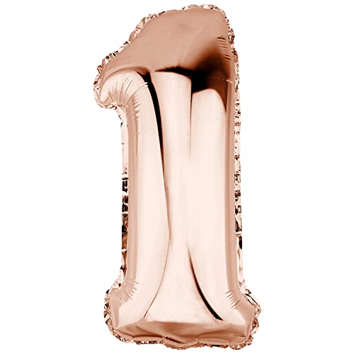 DekoRex Folienballon Rosegold 82cm Geburtstag Jubiläum Hochzeit Deko (Zahl 1) von DekoRex