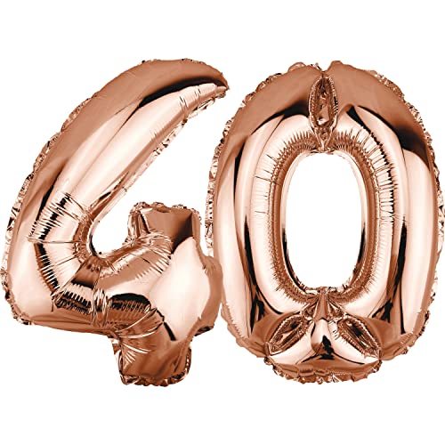 DekoRex Folienballon Rosegold 82cm Geburtstag Jubiläum Hochzeit Deko (Zahl 40) von DekoRex