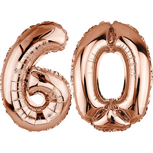 DekoRex Folienballon Rosegold 82cm Geburtstag Jubiläum Hochzeit Deko (Zahl 60) von DekoRex