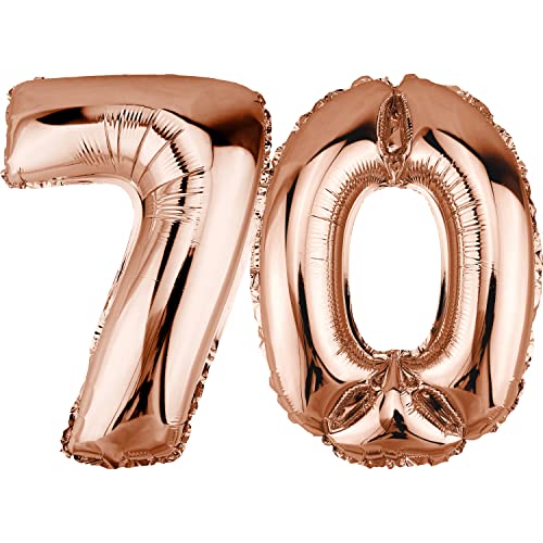 DekoRex Folienballon Rosegold 82cm Geburtstag Jubiläum Hochzeit Deko (Zahl 70) von DekoRex