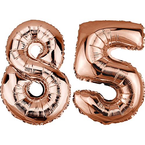 DekoRex Folienballon Rosegold 82cm Geburtstag Jubiläum Hochzeit Deko (Zahl 85) von DekoRex