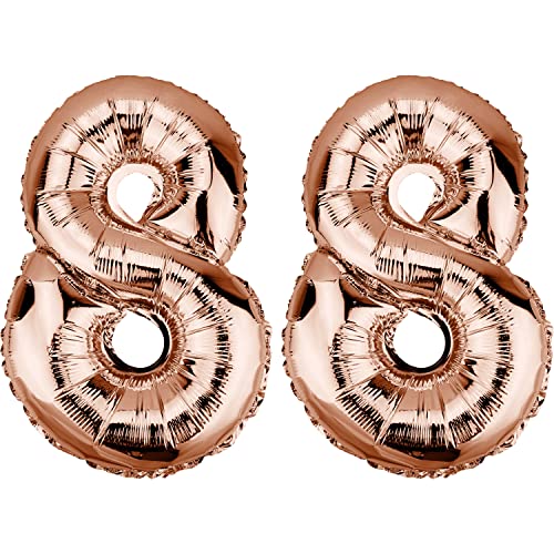 DekoRex Folienballon Rosegold 82cm Geburtstag Jubiläum Hochzeit Deko (Zahl 88) von DekoRex