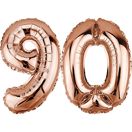 DekoRex Folienballon Rosegold 82cm Geburtstag Jubiläum Hochzeit Deko (Zahl 90) von DekoRex