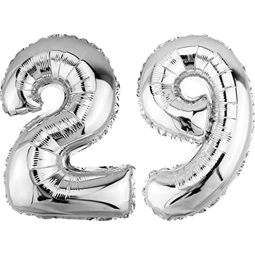 DekoRex Folienballon Silber 82cm Geburtstag Jubiläum Hochzeit Deko (Zahl 29) von DekoRex