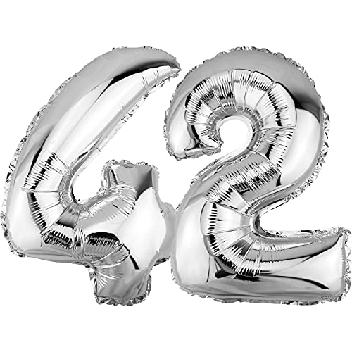 DekoRex Folienballon Silber 82cm Geburtstag Jubiläum Hochzeit Deko (Zahl 42) von DekoRex