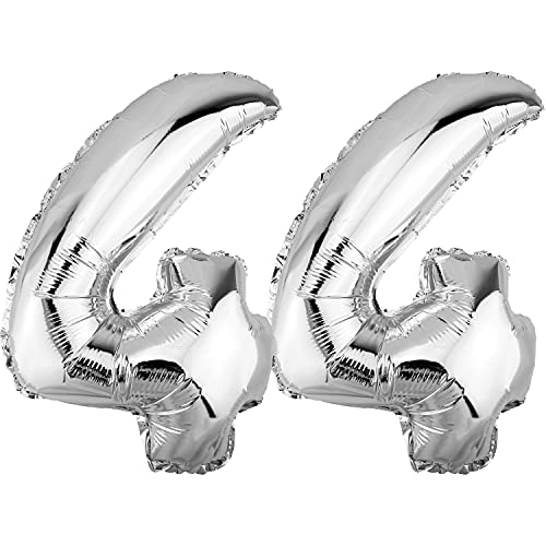 DekoRex Folienballon Silber 82cm Geburtstag Jubiläum Hochzeit Deko (Zahl 44) von DekoRex