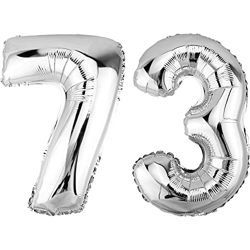 DekoRex Folienballon Silber 82cm Geburtstag Jubiläum Hochzeit Deko (Zahl 73) von DekoRex