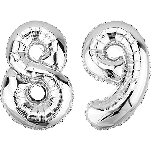 DekoRex Folienballon Silber 82cm Geburtstag Jubiläum Hochzeit Deko (Zahl 89) von DekoRex