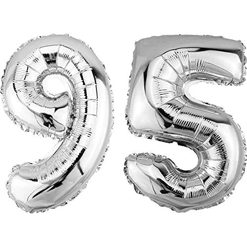 DekoRex Folienballon Silber 82cm Geburtstag Jubiläum Hochzeit Deko (Zahl 95) von DekoRex