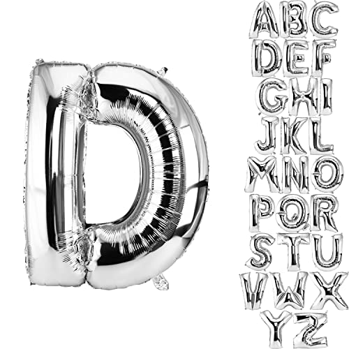 DekoRex Folienballon Silber 82cm Luftballon Geburtstag Hochzeit Deko (Buchstabe D) von DekoRex