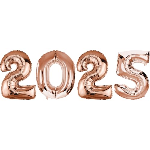 DekoRex Folienballons 2025 100cm Silvester Neujahr Deko (Rosegold) von DekoRex
