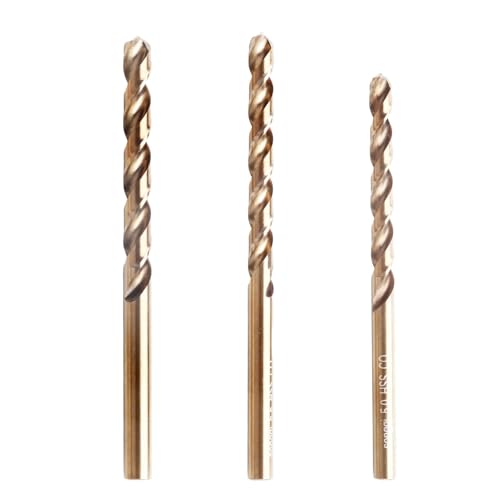 DekoTech Spiralbohrer-Set, 5 mm, 5,5 mm, 6 mm, M35 Kobaltstahl (5 % Kobalt), HSS-CO, Hochgeschwindigkeits- und hitzebeständig, präzisionsgefertigt zum Bohren von Edelstahl, Gusseisen und Hartmetallen von DekoTech