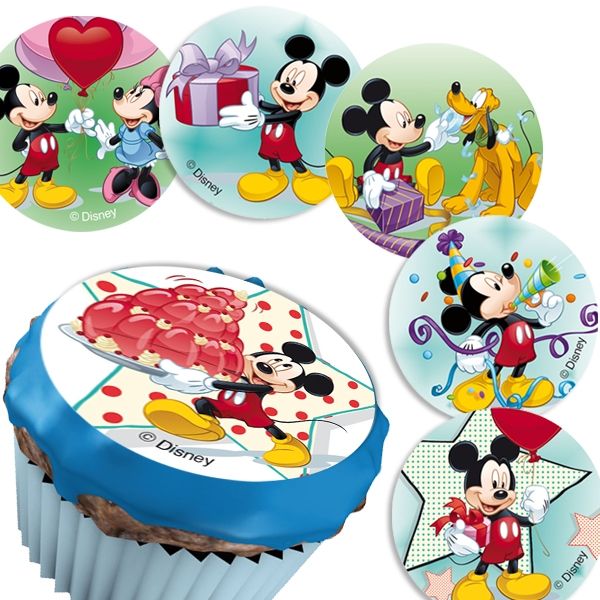 12 Mickymaus Muffinaufleger 4,5cm, für Disneyparty Muffins dekorieren 12 Mickymaus Muffinaufleger 4,5cm, für Disneyparty Muffins dekorieren von Dekoback GmbH