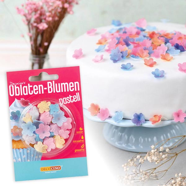 Bunte Oblaten-Blumen zur Dekoration von Torten und Gebäck von Dekoback GmbH