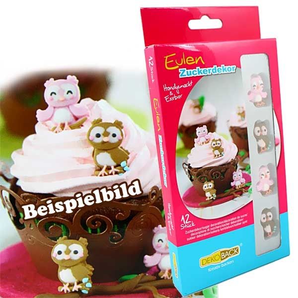 Süße Zucker-Eulen 12er Pck, essbare Tortenfiguren auch als Muffinsdeko Süße Zucker-Eulen 12er Pck, essbare Tortenfiguren auch als Muffinsdeko von Dekoback GmbH
