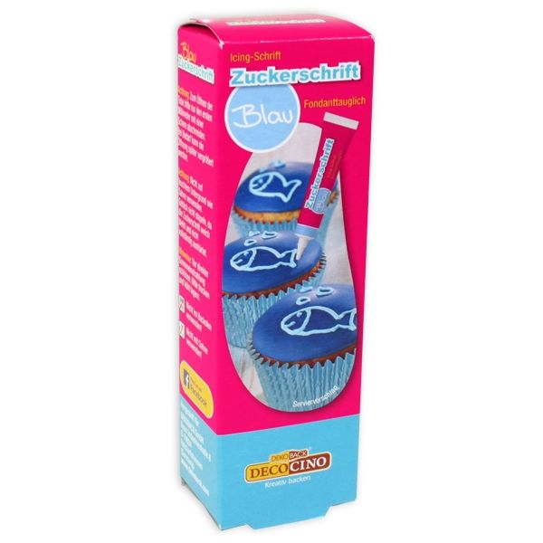 Zuckerschrift blau, 1 Tube Zuckerguss für personalisierte Fooddeko, 18 g von Dekoback GmbH