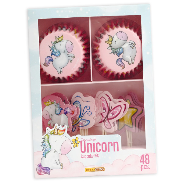 Muffindeko-Set "Einhorn", Förmchen und Picker, 48-teilig Muffindeko-Set "Einhorn", Förmchen und Picker, 48-teilig von Dekoback