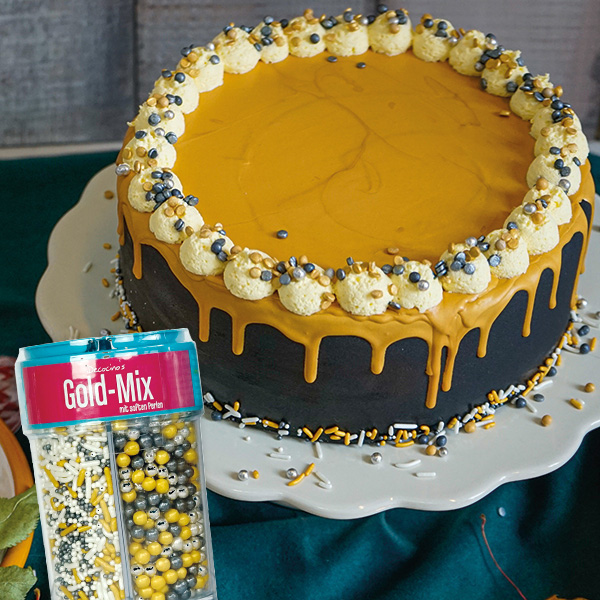 Zuckerstreusel "Gold-Mix" im praktischen 4-fach Streuer Zuckerstreusel "Gold-Mix" im praktischen 4-fach Streuer von Dekoback
