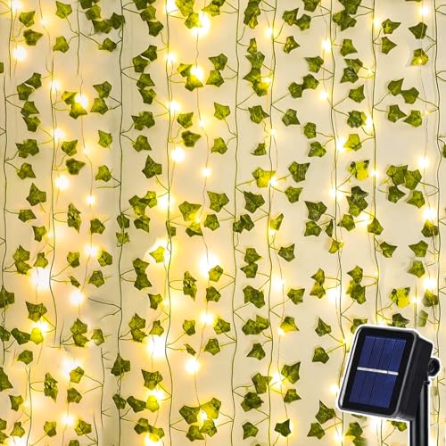 Dekofun Solar Lichterkette Außen 100LED 10M Efeu LichterketteSolar Lichterkette Aussen, 8 Modi Wasserdicht Solarlichterkette für Wand Balkon Hochzeit Party Garten Deko von Dekofun