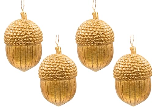 Deko-Anhänger Eichel aus Keramik, als 4er Set, Gold, Handmade, Größe: L/B/H ca. 6 x 6 x 10 cm von Dekohelden24