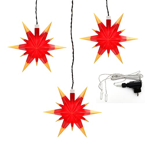 Dekohelden24 3er Set Weihnachtssterne aus Kunststoff in rot/gelb, inkl. LED Beleuchtung und Adapter, für Innen und Außen geeignet. Maße je Stern L/B/H: 13,5 x 5,5 x 12 cm. Dekohelden24 3er Set Weihnachtssterne aus Kunststoff in rot/gelb, inkl. LED Beleuchtung und Adapter, für Innen und Außen geeignet. Maße je Stern L/B/H: 13,5 x 5,5 x 12 cm. von Dekohelden24