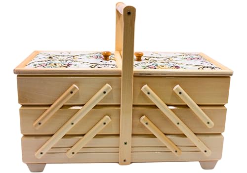 Dekohelden24 Hochwertiger Nähkasten, Nähkästchen aus Furnierholz mit 7 Fächern und Stoffbezug Rosenmotiv in Natur, L/B/H 42 x 20 x 21 cm Dekohelden24 Hochwertiger Nähkasten, Nähkästchen aus Furnierholz mit 7 Fächern und Stoffbezug Rosenmotiv in Natur, L/B/H 42 x 20 x 21 cm von Dekohelden24
