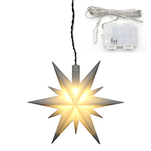 Dekohelden24 Weihnachtsstern aus Kunststoff in weiß, für Innen und Außen geeignet, inkl. LED Beleuchtung und 6h Timer, für Batteriebetrieb. Maße L/B/H: 13,5 x 5,5 x 12 cm., 833420-A Dekohelden24 Weihnachtsstern aus Kunststoff in weiß, für Innen und Außen geeignet, inkl. LED Beleuchtung und 6h Timer, für Batteriebetrieb. Maße L/B/H: 13,5 x 5,5 x 12 cm., 833420-A von Dekohelden24