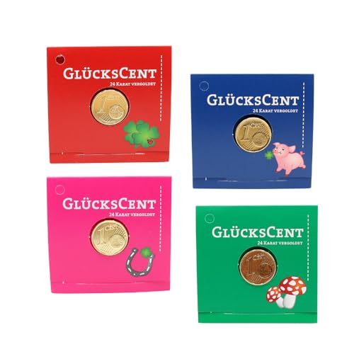 Glückscent -Eurocent Brief, mit verschiedenen Sprüchen als 4er Set (B/H) 5 x.5 cm von Dekohelden24