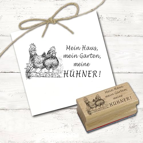 Dekolando Motivstempel Mein Haus, mein Garten, meine Hühner - Stempel Huhn Landhaus Holzstempel - Abdruck 58 x 28 mm Dekolando Motivstempel Mein Haus, mein Garten, meine Hühner - Stempel Huhn Landhaus Holzstempel - Abdruck 58 x 28 mm von Dekolando