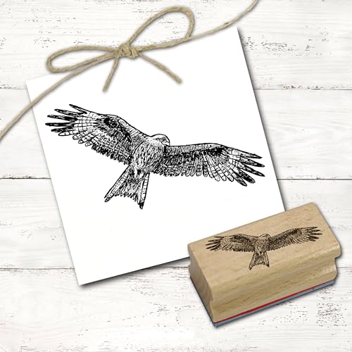 Dekolando Motivstempel Rotmilan fliegt - Stempel Vogel Milan Holzstempel - Abdruck 58 x 28 mm von Dekolando