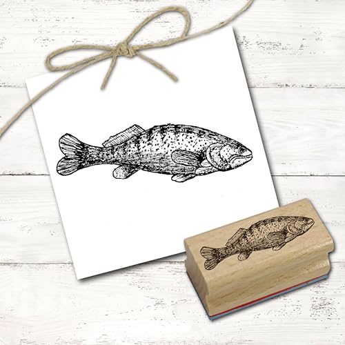 Dekolando Motivstempel Zander - Stempel Fisch Holzstempel - Abdruck 58 x 18 mm von Dekolando