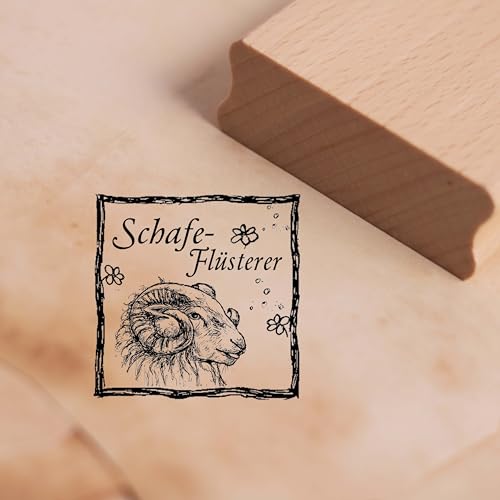 Motivstempel Schafeflüsterer Rahmen - Schaf Schäfer Stempel Holzstempel Scrapbooking 48 x 48 mm von Dekolando