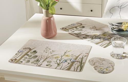 4X Platzmatte Blumenwiese aus Filz, beige, 43x30 cm, Platzset, Tischset, Filzmatte, Platzdeckchen, Tisch-Untersetzer, Gedeckset, Filz-Untersetzer 4X Platzmatte Blumenwiese aus Filz, beige, 43x30 cm, Platzset, Tischset, Filzmatte, Platzdeckchen, Tisch-Untersetzer, Gedeckset, Filz-Untersetzer von Dekoleidenschaft